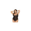 Body noir grande taille en résille et dentelle 